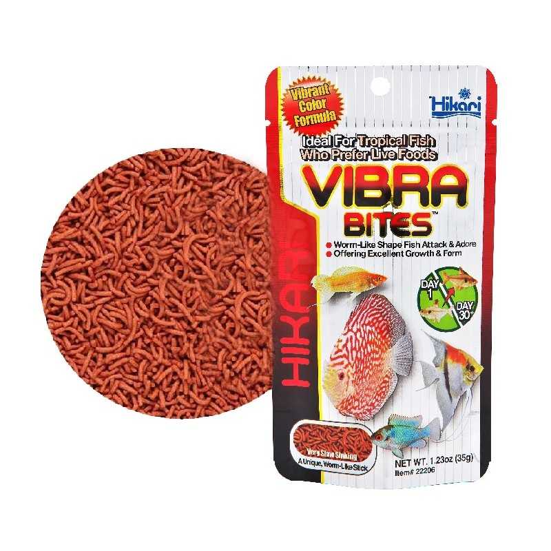 HIKARI Vibra Bites 35g / 73g / 280g / 1kg - Karma Wolno Opadający Pokarm dla Ryb Wszystkożernych, Imitacja Ochotki