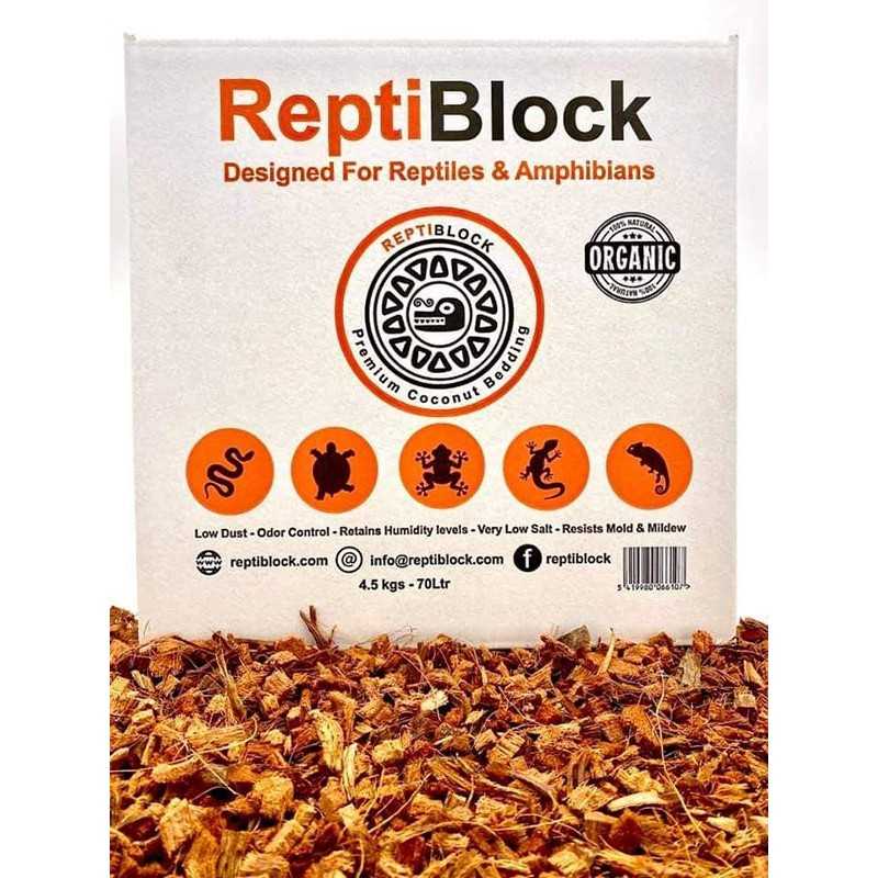 Reptiblock Premium Cocount bedding for reptiles snakes geckos bearded dragons turtles chameleons thick L