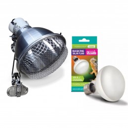 Zestaw Oprawa Klosz do lampy grzewczej + Żarówka grzewcza UVA 3200K Solar Basking Floodlight-50W